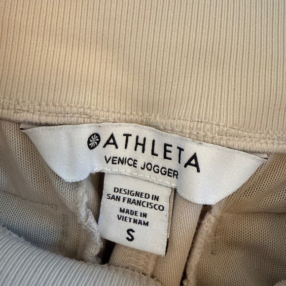 Athleta Venice Jogger Pants Light Beige Zipper Pockets Size S - Picture 6 of 8
